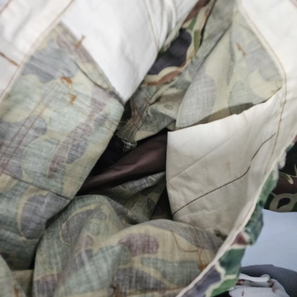 Vintage 70s Saftbak Water Repellent Frogskin Duck Camo Pants 42x31 Hunting USA